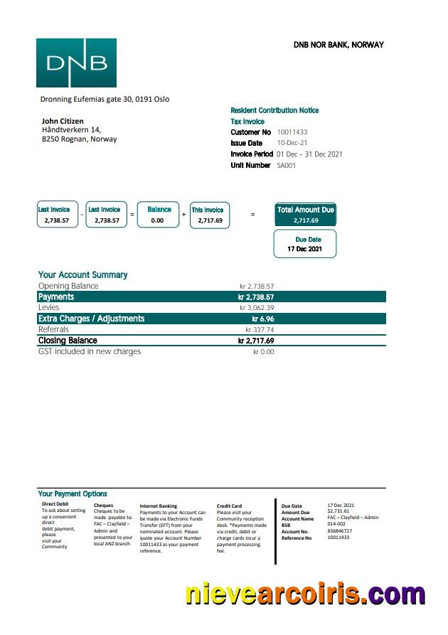 Norway DNB excel pdf